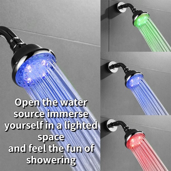 Colorful Shower Head Temperature Sensing LED Light Bathroom Accessories Home New