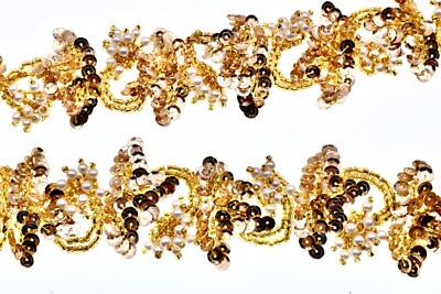 Sequin & Pearls Trim,Gold, 1.2 yds. x 1.6''w, Hobby Lobby