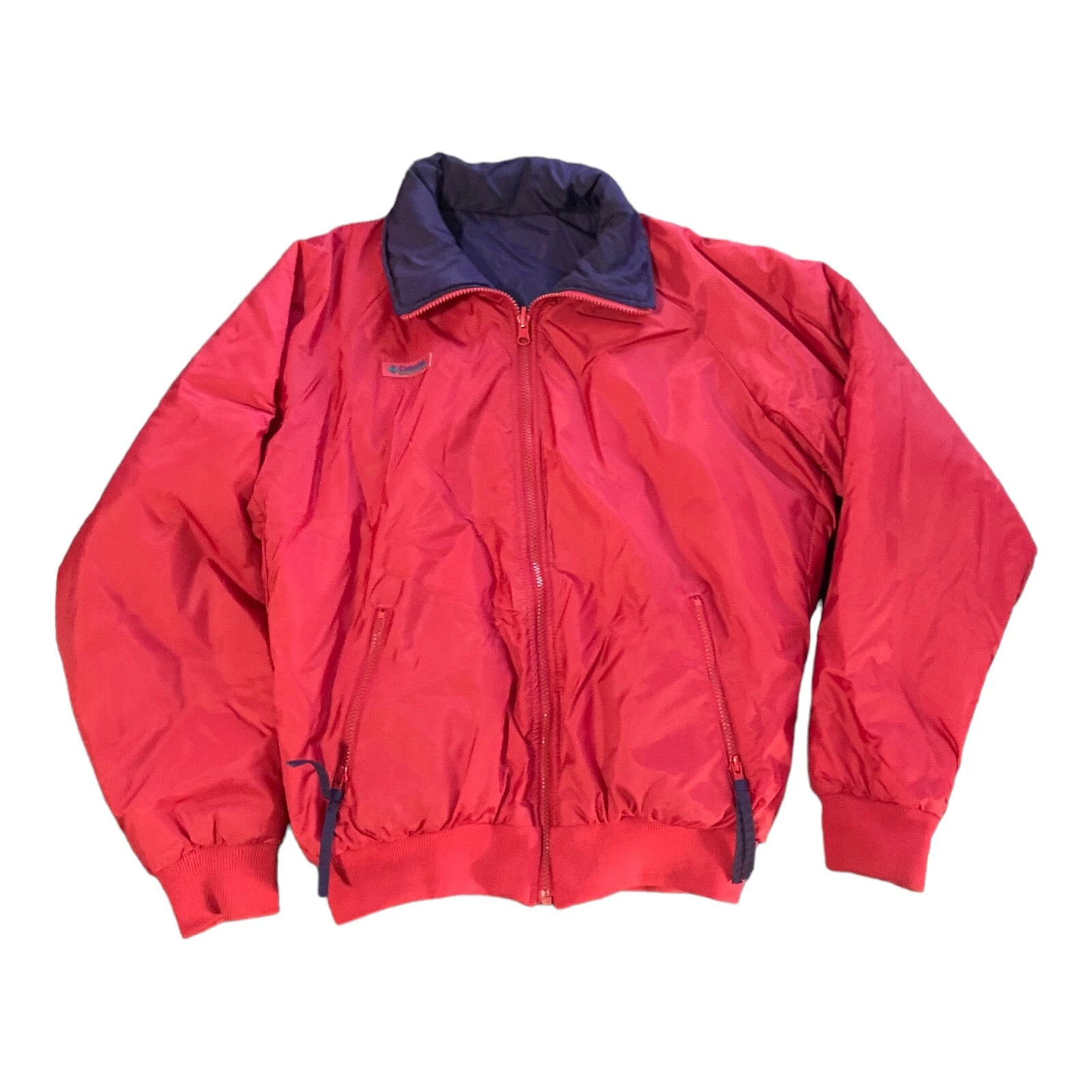 Columbia Puffer Jacket Men's M Reversible Full Zip Radial Red/Purple VTG 90's