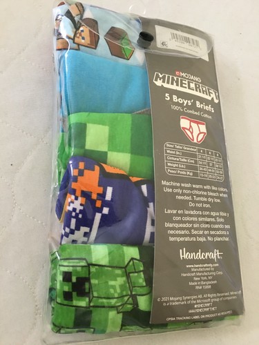 NEW Minecraft Boys 5 Pack Assorted Briefs Size 4,6 Mojang (A) - Picture 4 of 4