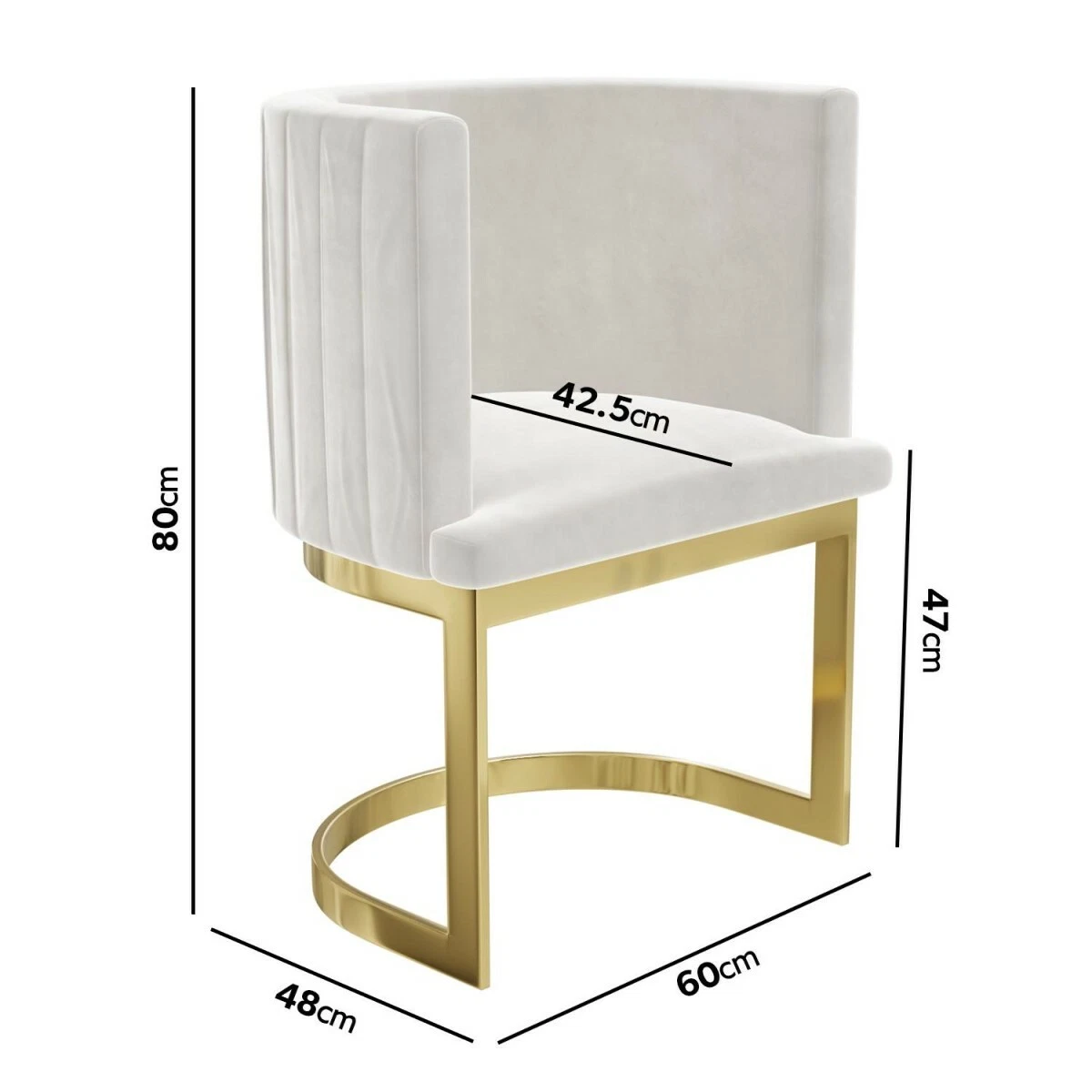 White Accent Chair With Gold Legs Pleated Velvet Upholstery Dressing Table Stool