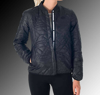 140$ Nike NSW Quilted Black Insulated Primaloft Jacket 854747-010 Black S Coat 