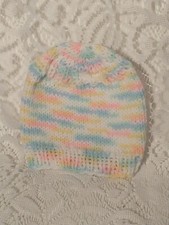 Bernat Baby Sport Yarn Hand Made Knit Baby Hat Variegated Pastel tblbf1