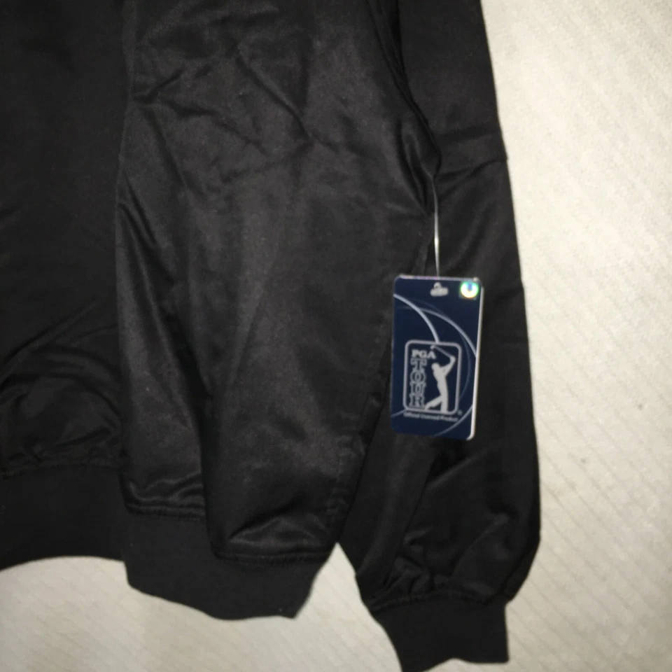 Mens Size M PGA Tour Black Windbreaker V Pull Over Weather Resist Remove Sleeves - Image 4 of 4