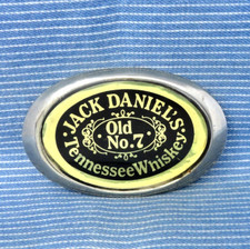 Jack Daniels Tennessee Whiskey Promo Belt Buckle Foil Image Inlay Vtg .CPA577
