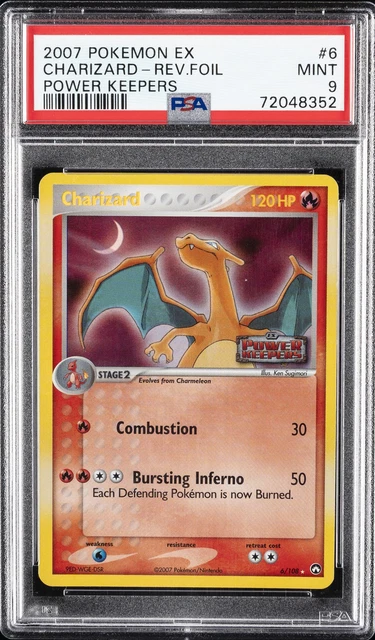 2007 POKEMON EX POWER KEEPERS #6 CHARIZARD-REVERSE FOIL PSA 9