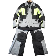 Firstgear Kathmandu Motorcycle Jacket Bib Overpants Set XL Grey Hi Viz Yellow