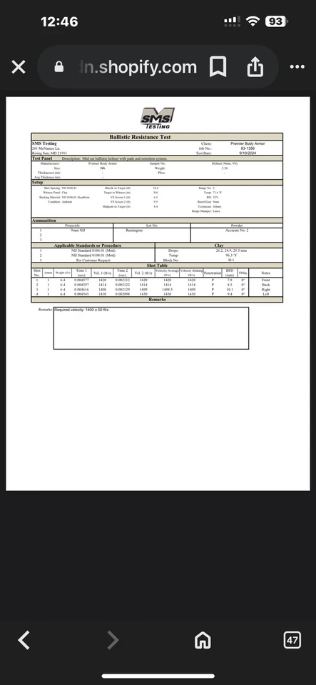 NUEVO CASCO BALÍSTICO LIGERO CORTE ALTO IIIA PREMIER BODY ARMOR FORTIS Foto 4 de 4