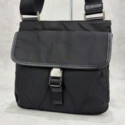 Prada Triangle Nylon Shoulder Bag Flap Used Authentic