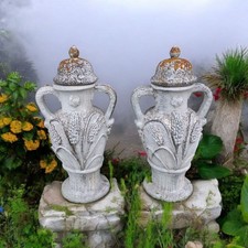 2 Anfora Anfore in cemento e marmo vecchia cm 105 con spiga arredo antico outlet