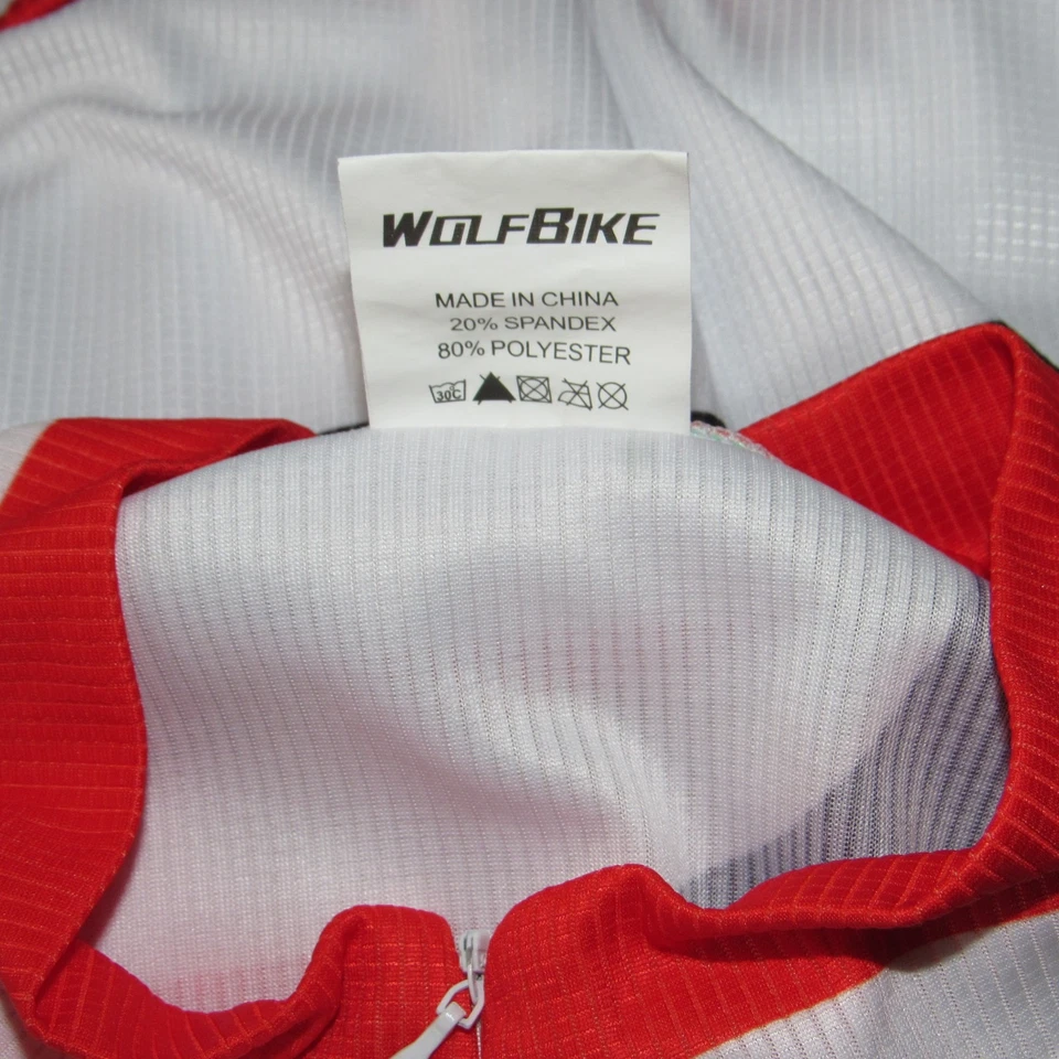 Wolfbike Cycling Jersey White Red And Blue Men’s Size Medium Half Zip Pockets - Image 4 of 4