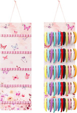 Hanging Headband Holder for Girls Felt Hair Accessories Organizer with 60 Elasti
