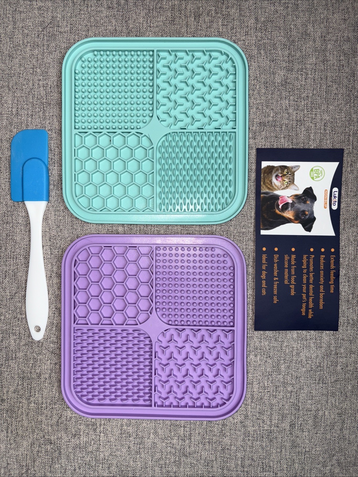 2PCS Licking Mat for Dogs with Suction Cups, Premium Lick Pad for Anxiety Relief