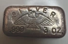 Very Rare Montana Gold & Silver Corp (Montana Eagle) 3oz Silver Bar