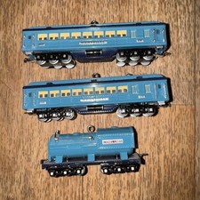3 2002 Hallmark Lionel Blue Comet Passenger Cars TenderDiecast Keepsake Ornament