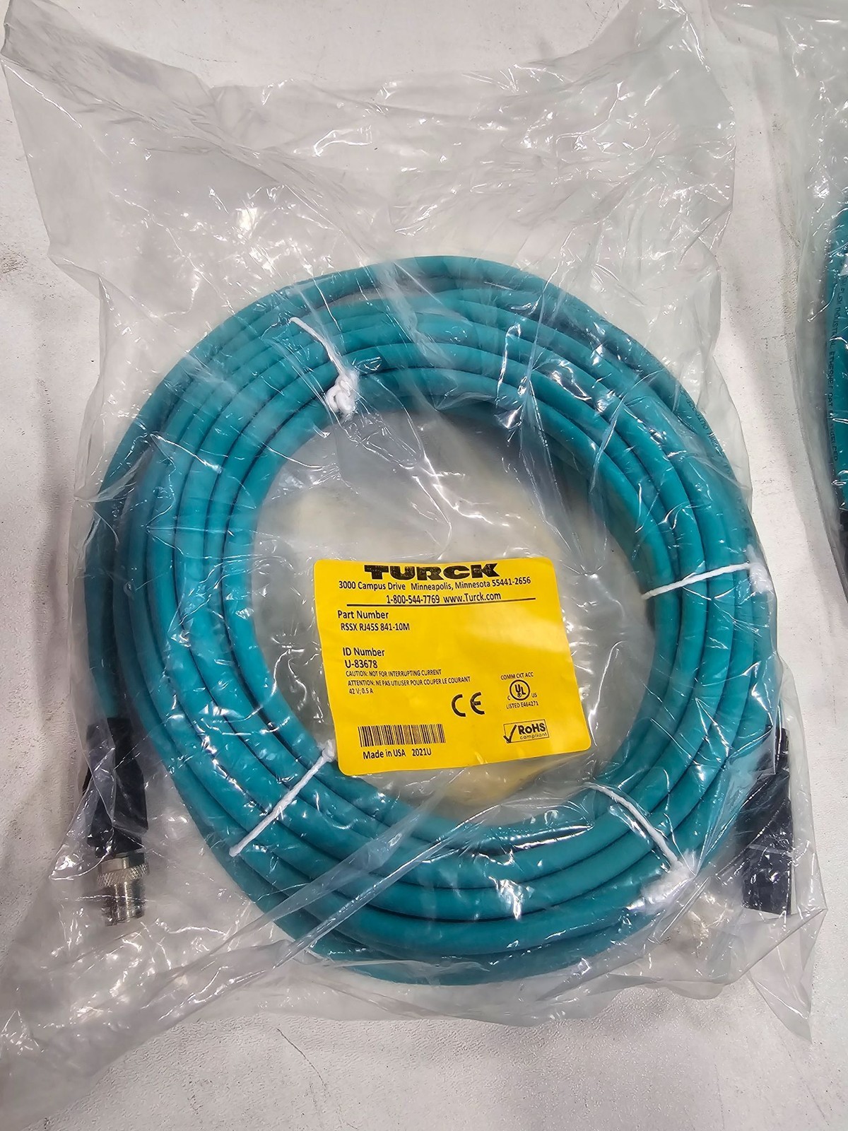 TURCK RSSX-RJ45S-841-10M ETHERNET CABLE NEW