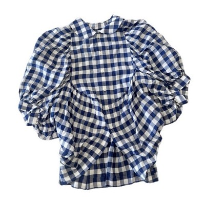 comme des garcons tricot blue gingham circle top m junya watanabe shirt japan