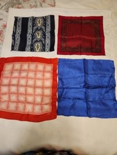 Four Vintage Men's Pocket Square Handkerchiefs
