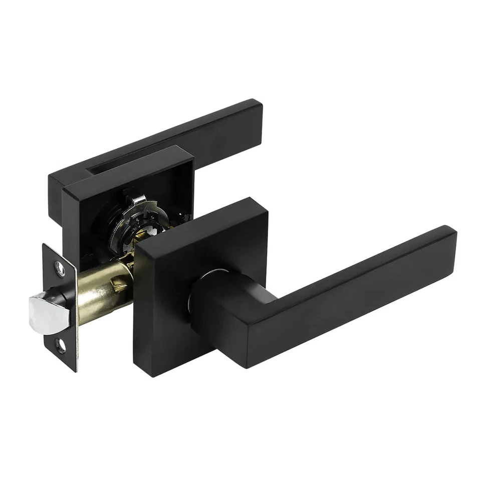 Matt Black Door Handles Locks Passage Set Square Door Entry Home House
