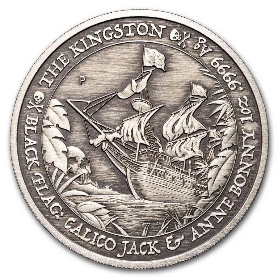 2024 Tuvalu 1 oz Silver Black Flag The Kingston Antiqued | eBay