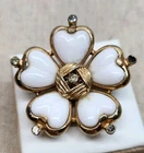 Vintage Goldtone Milk Glass Rare Mazer Dainty Brooch Needs Stone