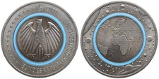 Germany - 5 Euro 2016 F - Blue Planet Tri-Metal Coin, 9g Ø 27.2mm KM# 348