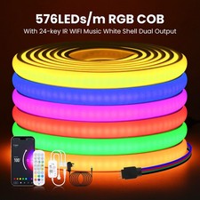 12V/24V Neon COB LED Strip Lights WIFI RGB Flexible Tape Lights Waterproof+24Key