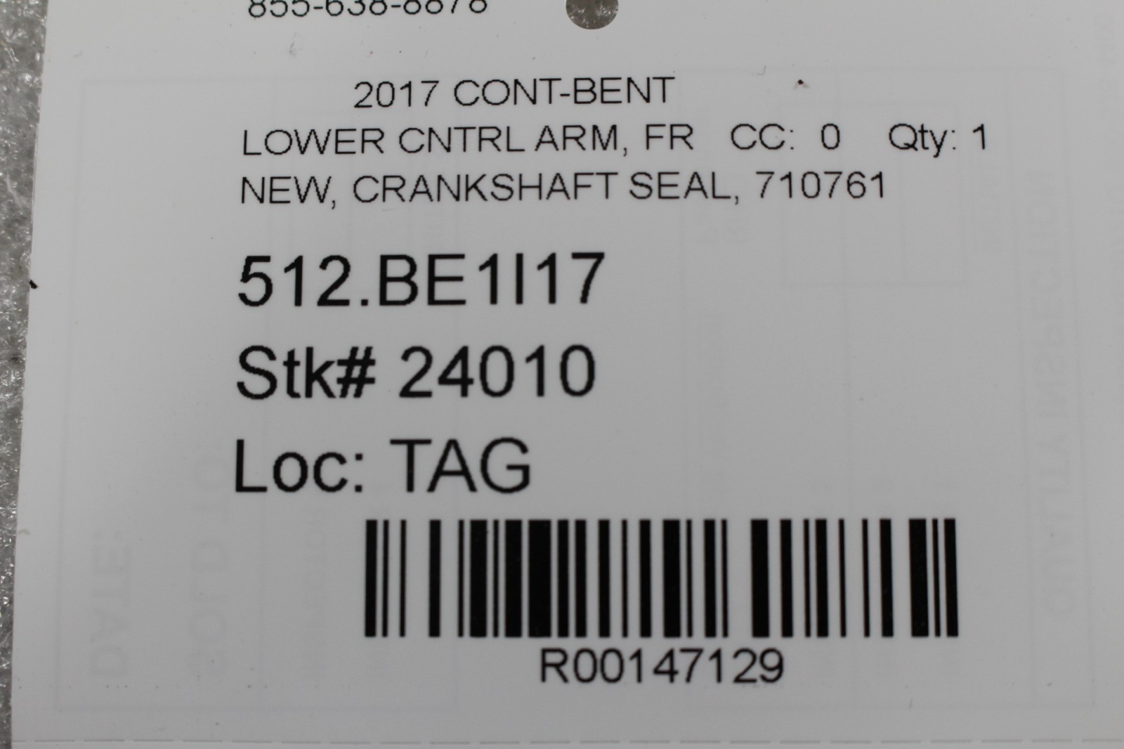 Bentley Continental, Crank Shaft Seal, New, P/N 710761