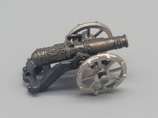 Vtg Die Cast Mini Miniature Cannon Bronze Silver Tone Ornate