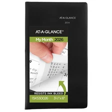 AT-A-GLANCE 2026 Planner Monthly 3-1/2" x 6" Pocket Size DayMinder Black SK53...
