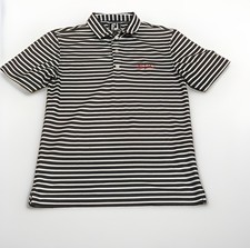 FJ Junior Sea Island Resort Boy's Black & White Striped Red Logo Polo Shirt L