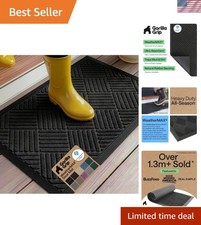 100 Waterproof All-Season WeatherMAX Doormat 23x35   Elegant Black Diamond