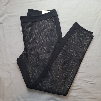 White House Black Market Black Gold Striped Skinny Ankle Pants Women's Size 12