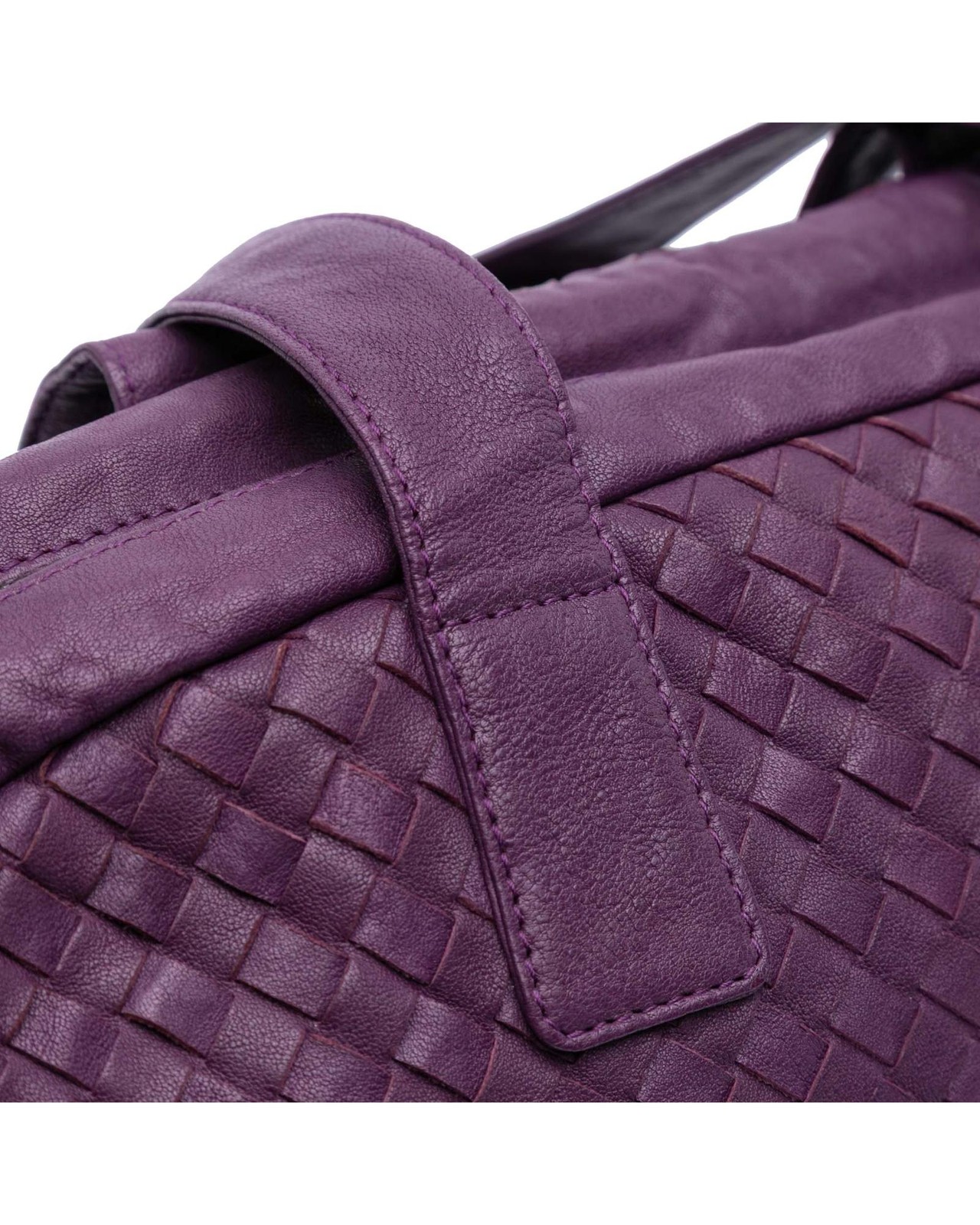Preloved bottega veneta Intrecciato Woven Leather Tote Women Purple Shoulder Bag thumbnail 9