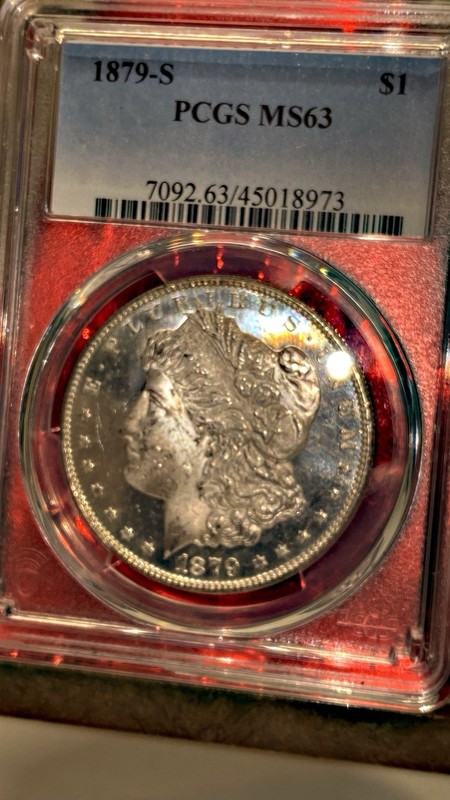 1879 S Morgan Silver Dollar Graded by PCGS MS63, Great Coin Looks PL