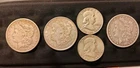 3 Morgan Silver Dollar And 2 Franklin Half Dollar 90% Silver Coin Lot 3.07 Troy