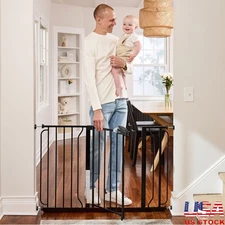 Extra Wide Baby Gate Adjustable Walk Through Safety Gate Kids & Dogs 30 Inch New