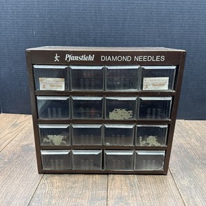 Vintage Pfanstiehl Diamond Needles Metal Storage Cabinet Store Display Rare
