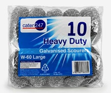 cater247 Heavy Duty Galvanised Silver Scourer Pads 10 Pack W-60 Large