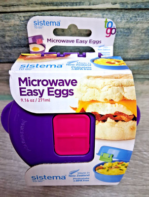 Sistema Easy Eggs Microwave Egg Cooker -Purple- Egg Poacher w/ Steam Release