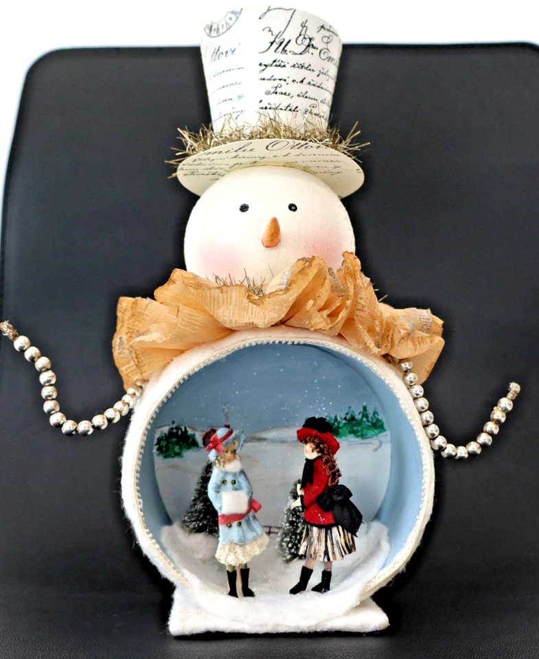 ÚNICO artistas Joann Roberts & Mikki O'Hara miniatura muñeca de papel escena en muñeco de nieve Foto 4 de 4