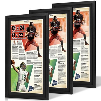 JupDec 11 × 22 Up to 13 × 24 Newspaper Frame, Premium Wood Display Case with Acr