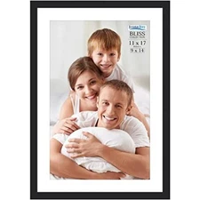  11x17 Picture Frame Fits 16x10 Photos with Mat to 9x14 11x17 Mat to 9x14 Black