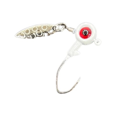 Pure Crappie Fat Eyez White JIG HEADS 1/8 OZ With Spinner