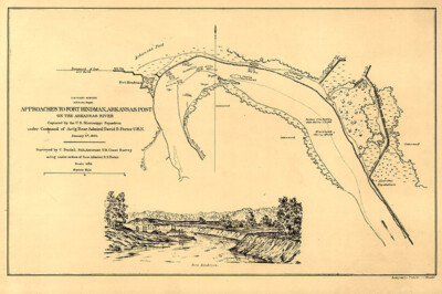 Map of Fort Hindman Arkansas Post c1863 16x24