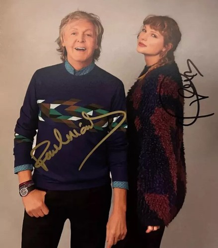 Taylor Swift & Paul McCartney (The Beatles) Signed Autographs w/COA: 8x10 inches
