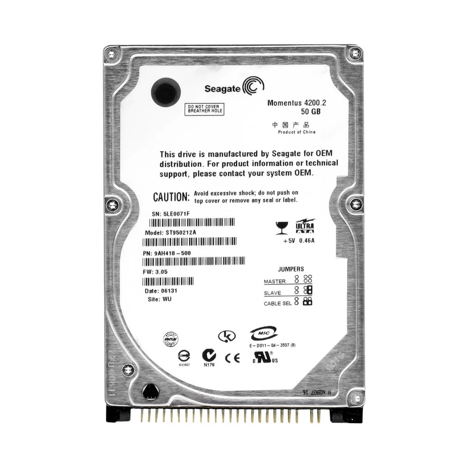 Hard Drive Seagate Momentus 42000.2 ST950212A 50GB 4.2K 2MB Ata 2.5'' - Image 3 of 3