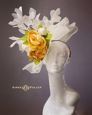 Royal Ascot Fascinator Kentucky Derby Hat Orange Cream Green Del Mar Easter