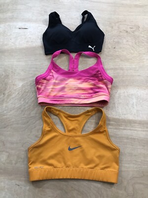 nike pink and yellow sports bra