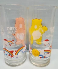 Vintage 1983 Care Bear Pizza Hut Drinking Glass Funshine Sunshine Rainbow Cheer